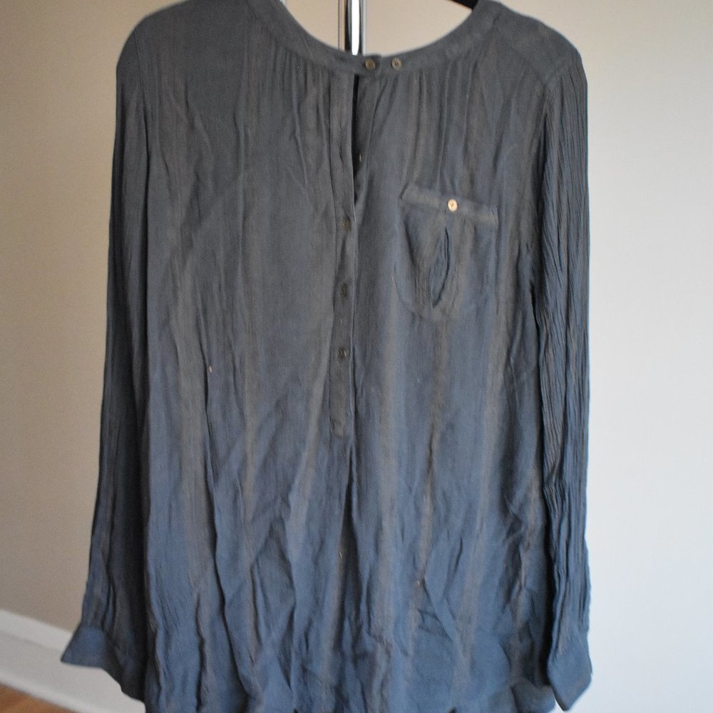 Free People Gauzy Teal Long Sleeve Tunic